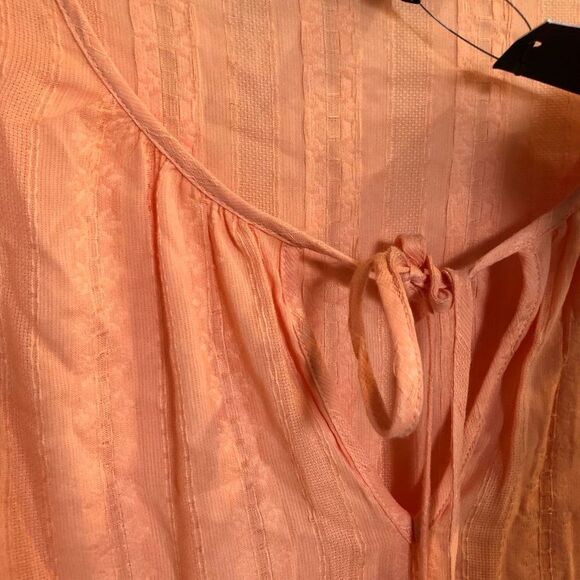 TOMMY HILFIGER - 🎉HP🎉NWT - L Sz XL Textured Tie Puff-Sleeve Peasant Top/Coral - Picture 10 of 16